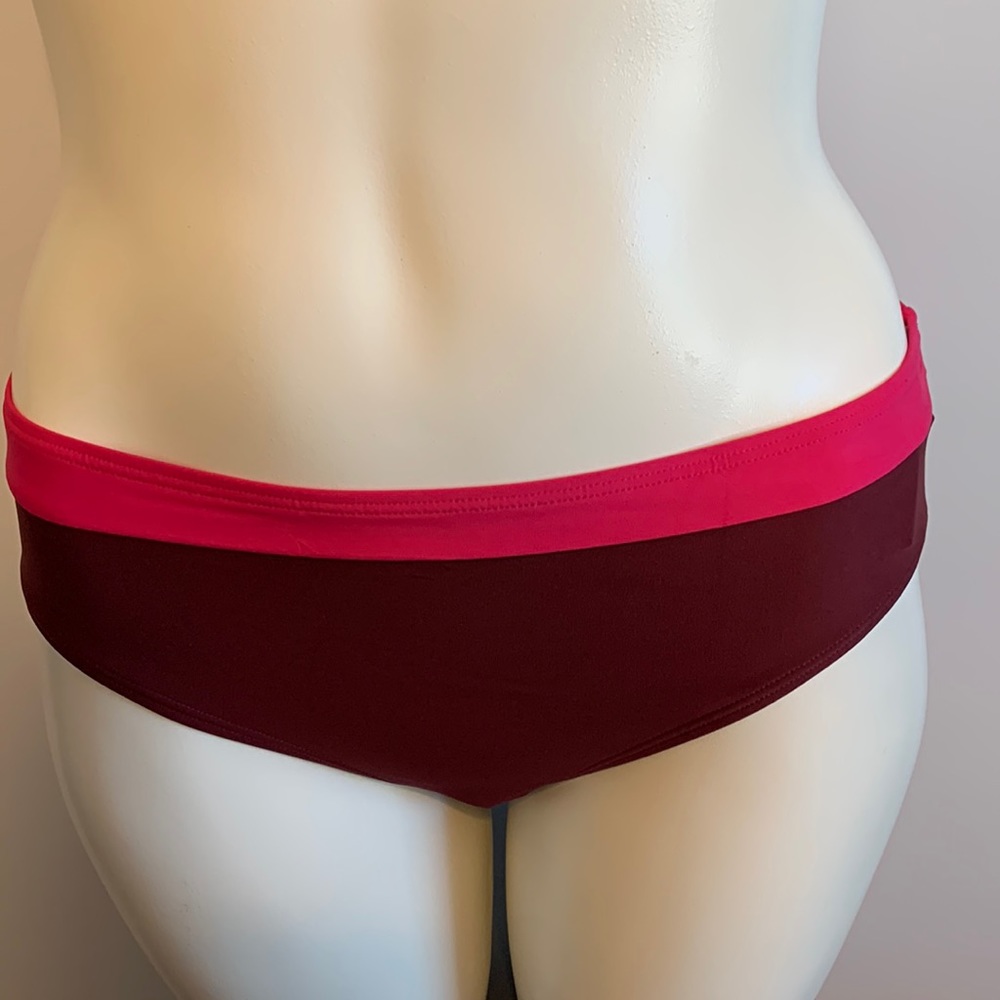 Kate Spade NY Hipster Bikini Bottoms XL Carmel Beach Pink Color Block NWTs